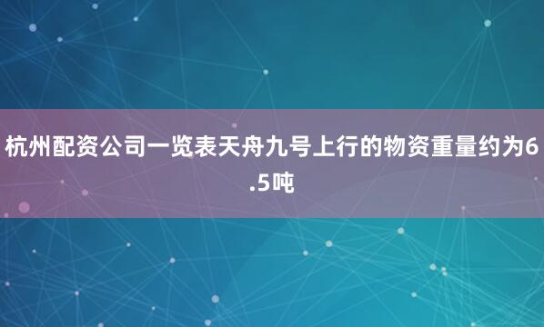 杭州配资公司一览表天舟九号上行的物资重量约为6.5吨