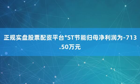 正规实盘股票配资平台*ST节能归母净利润为-713.50万元